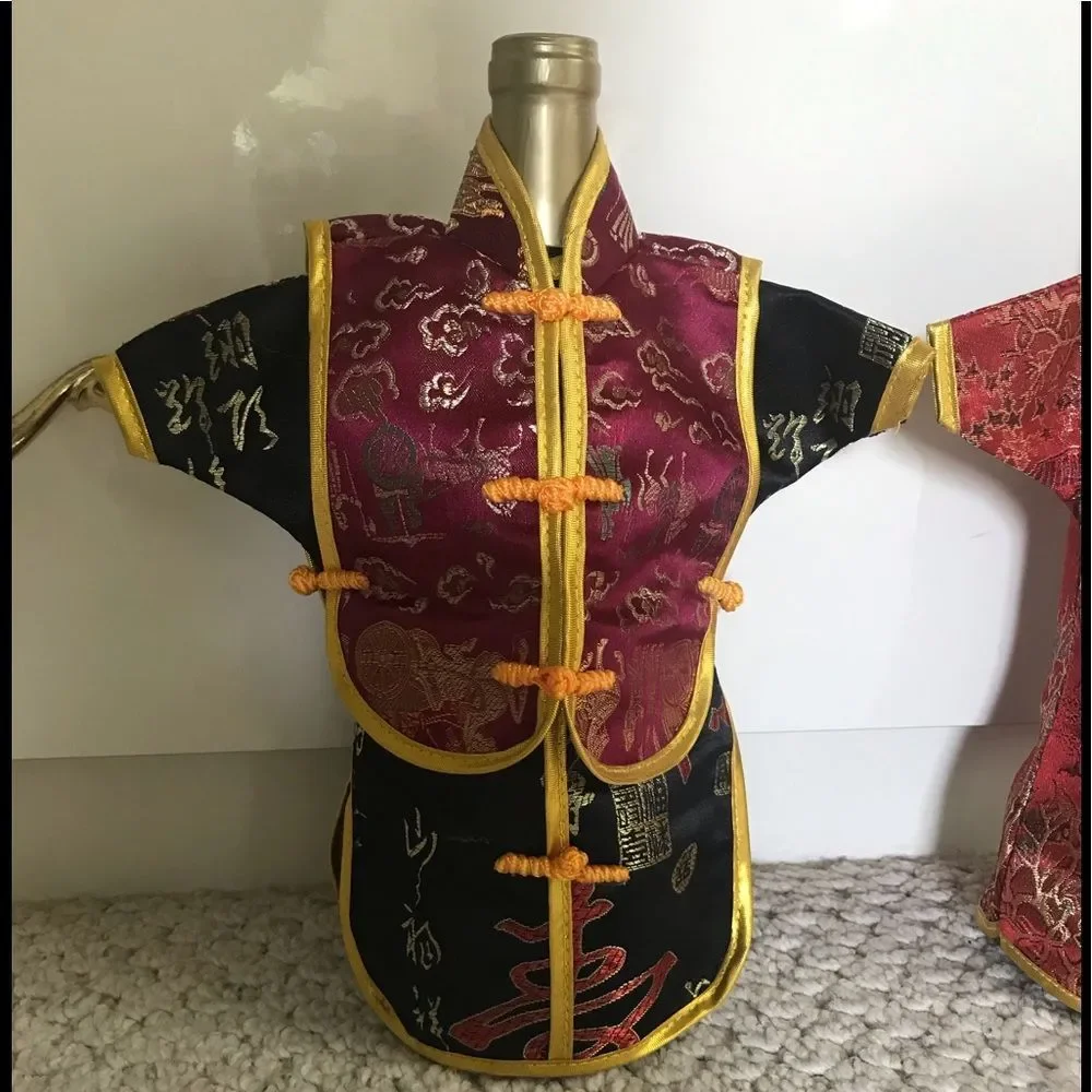 Wine Bottle Covers Pair of Asian Dress